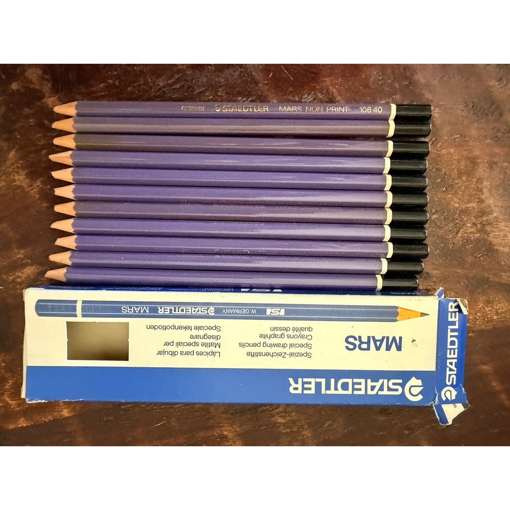 Staedtler Mars Non-Print 108 40 Pencils 12ct Purple Good Vintage Drafting Art